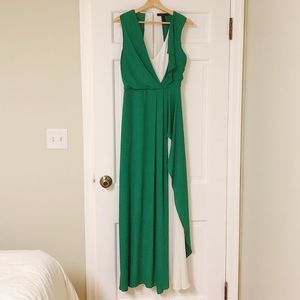 BCBG Max Azria Green & White Cocktail Gown